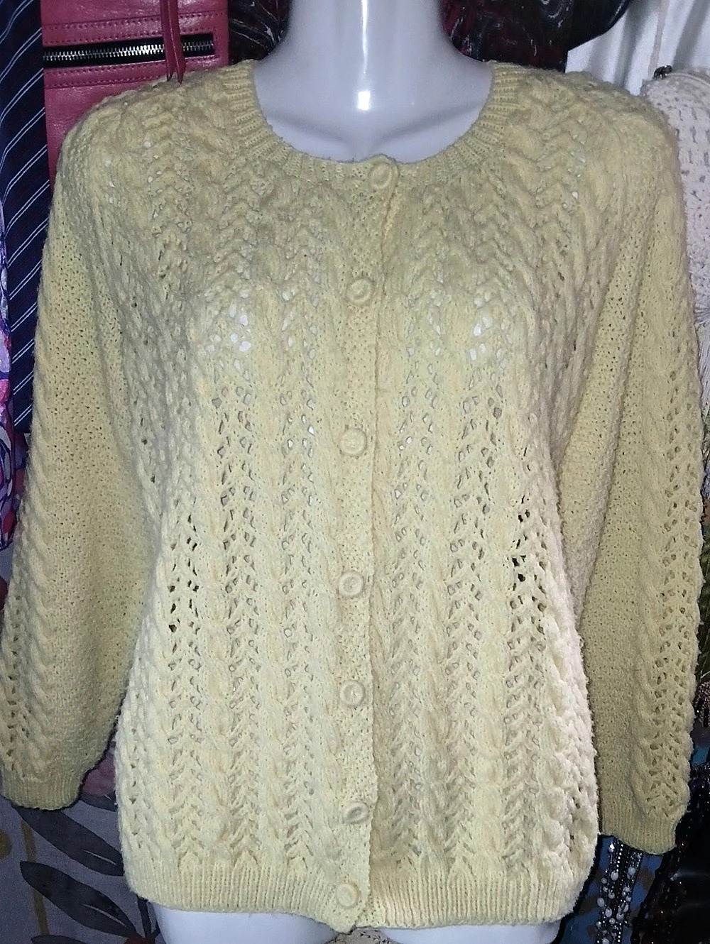 Vintage Hand-knit Yellow Cardigan